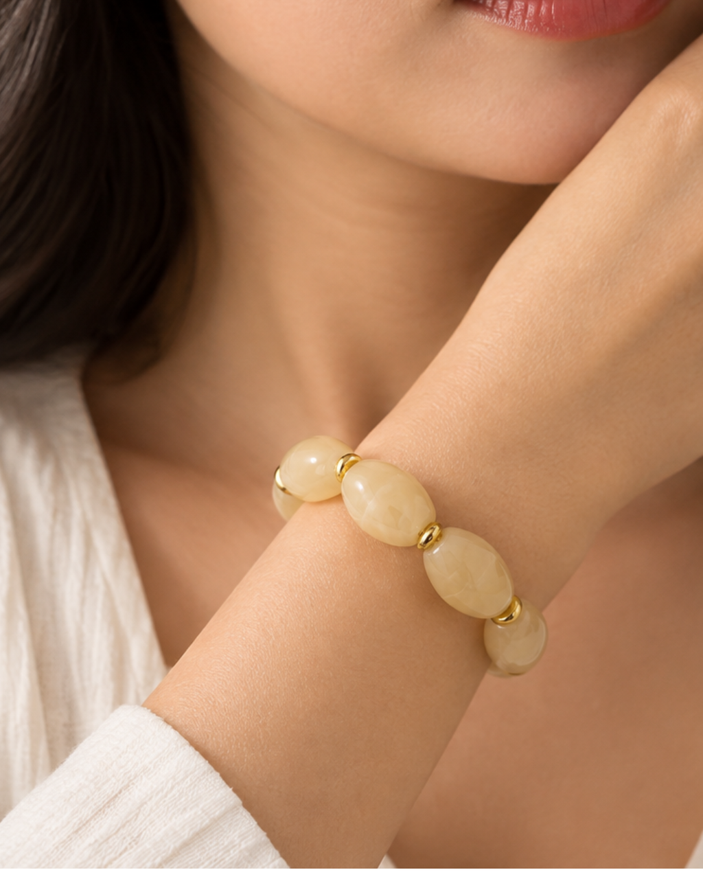 Acrylic European Bracelet- Beige