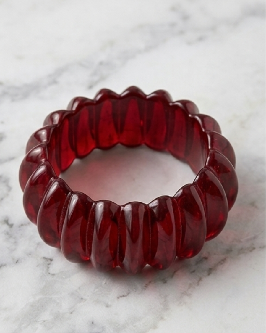 Acrylic Stretchable Bangle- Cherry Red