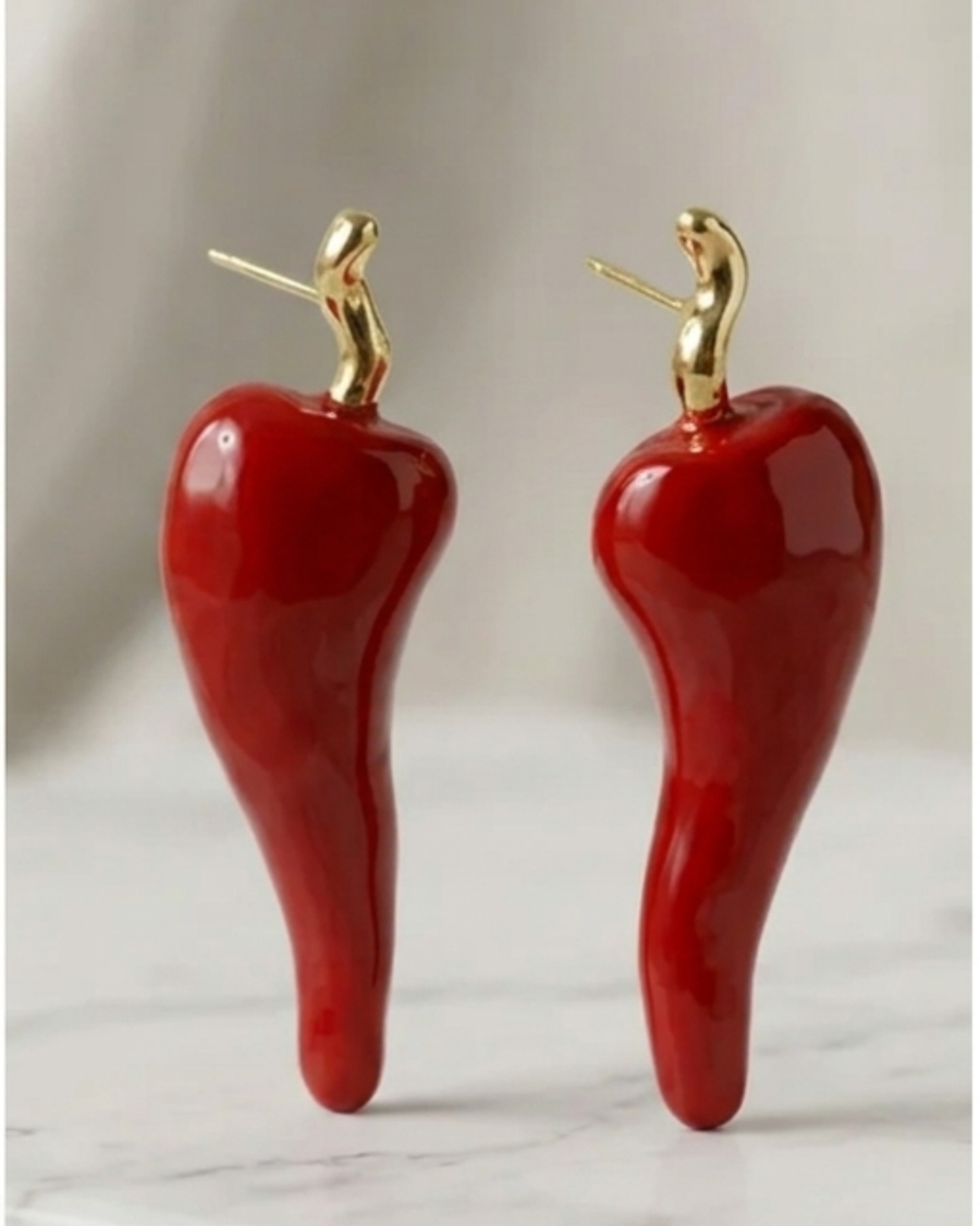 Hot Chillie Enamel Stud Earrings
