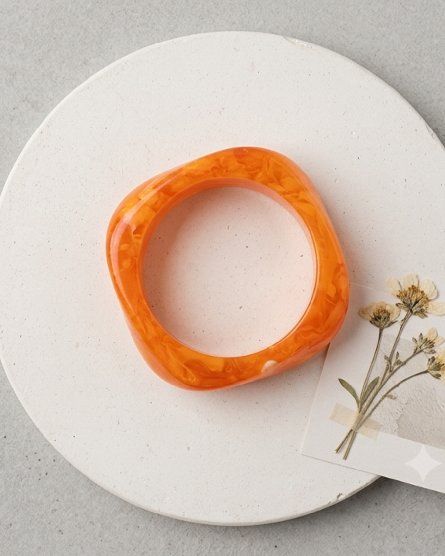 Orange Block Resin Bangle