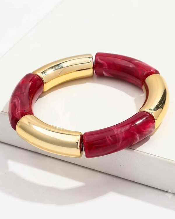 Thick Cherry Gold Acrylic Bangle
