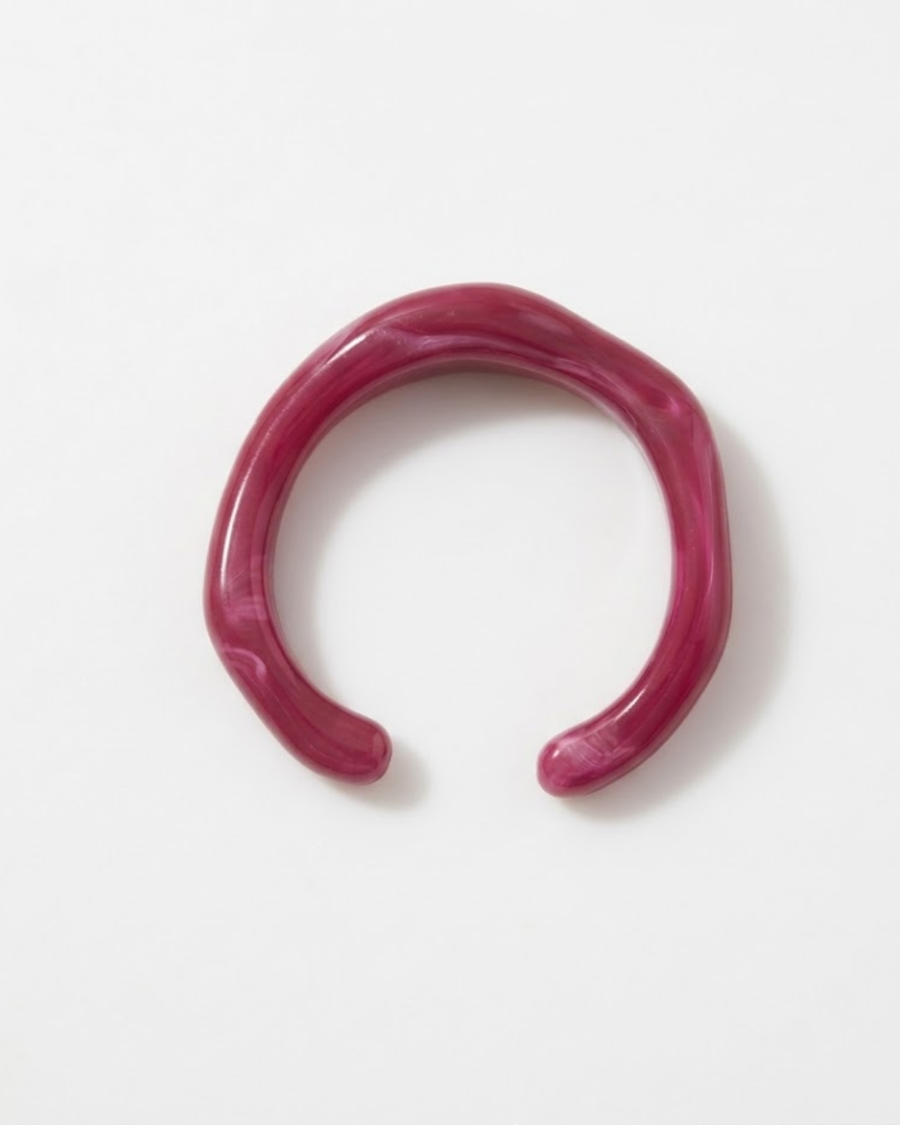 Asymmetrical Wavy Red Resin Bangle