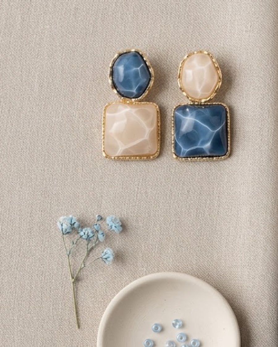 Aqua Geometric Earrings