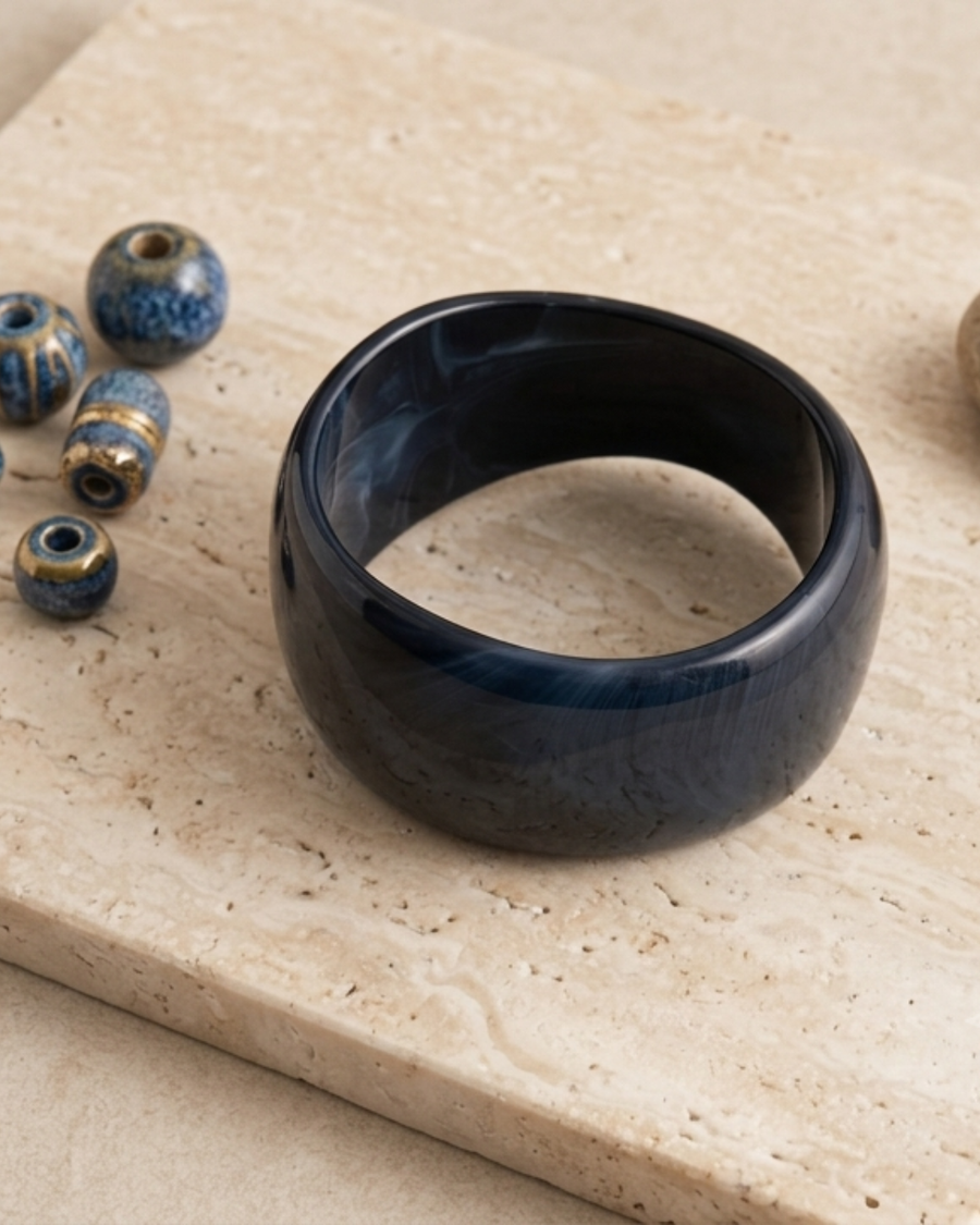Deep Sea- Wide Resin Bangle