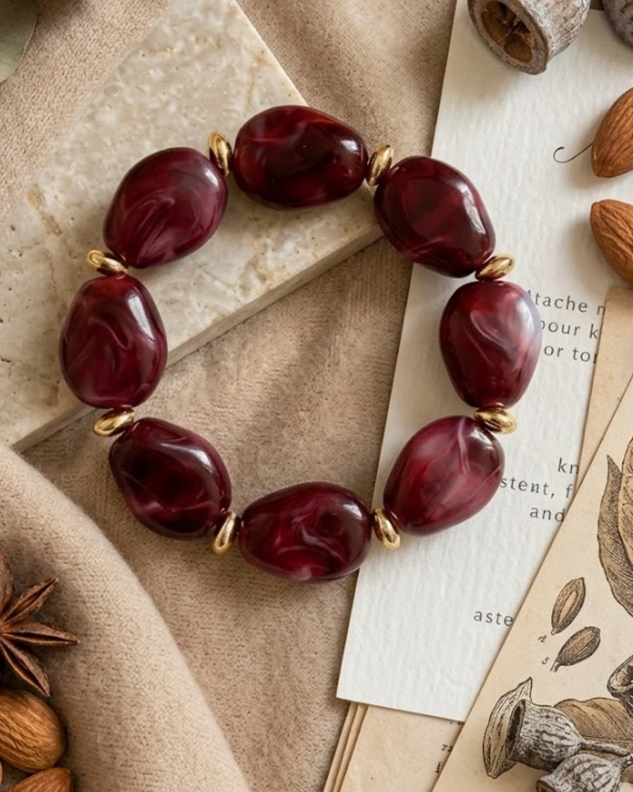 Acrylic European Bracelet- Cherry Red