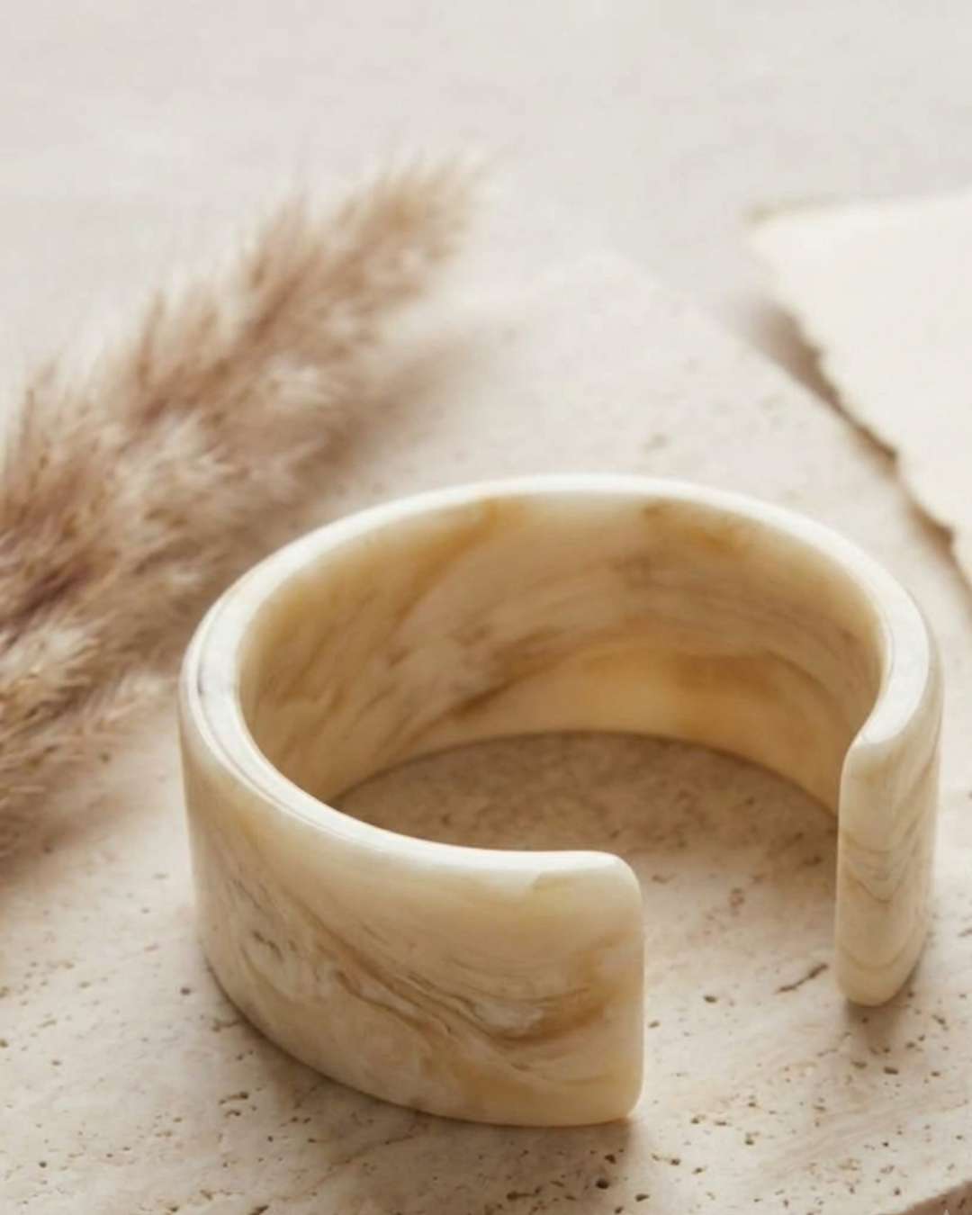 Wide Brimmed Resin Bangle- White