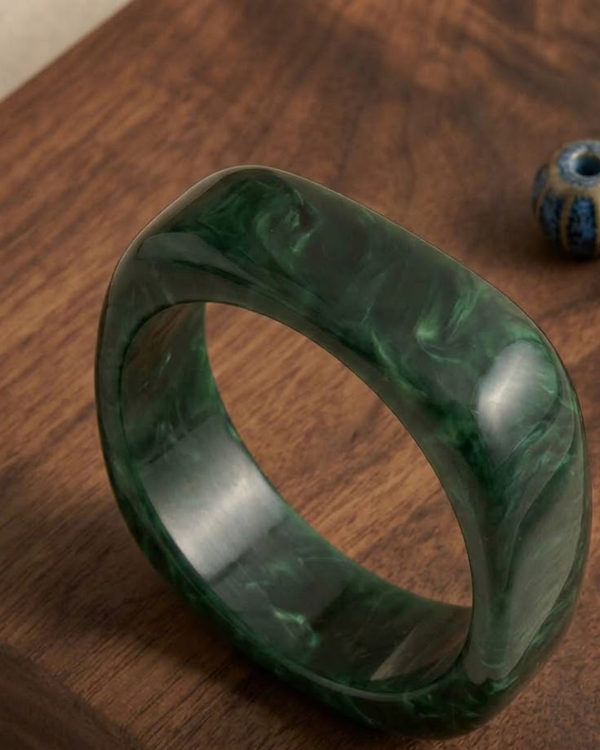 Green Block Resin Bangle