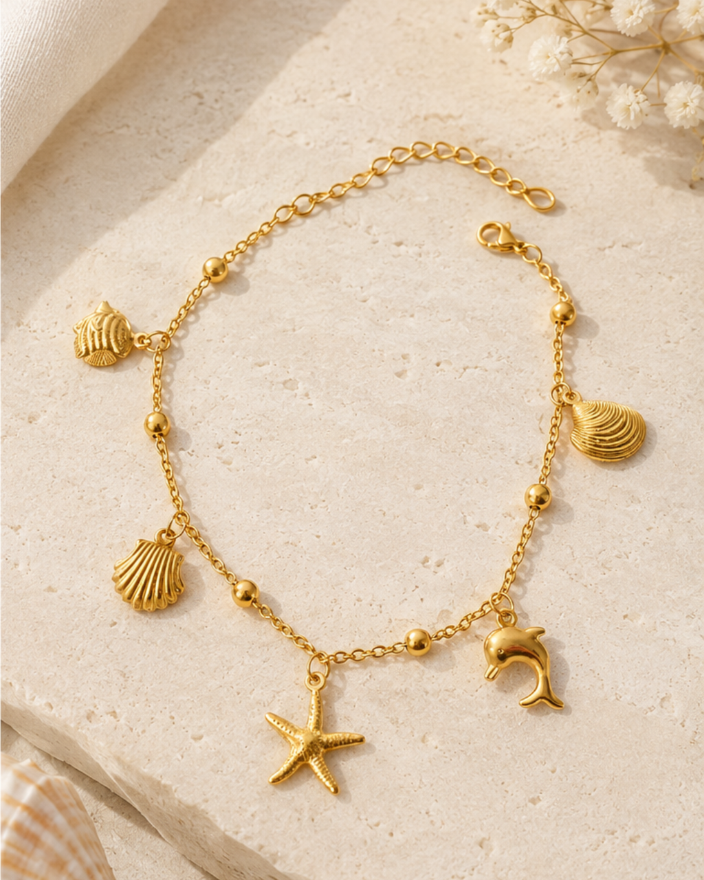 18k Gold Plated Dolphin Anklet