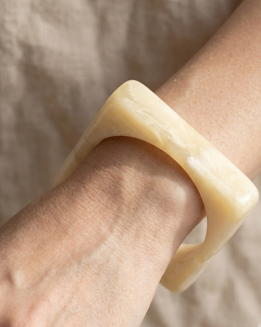 Square Resin Bangle- Offwhite