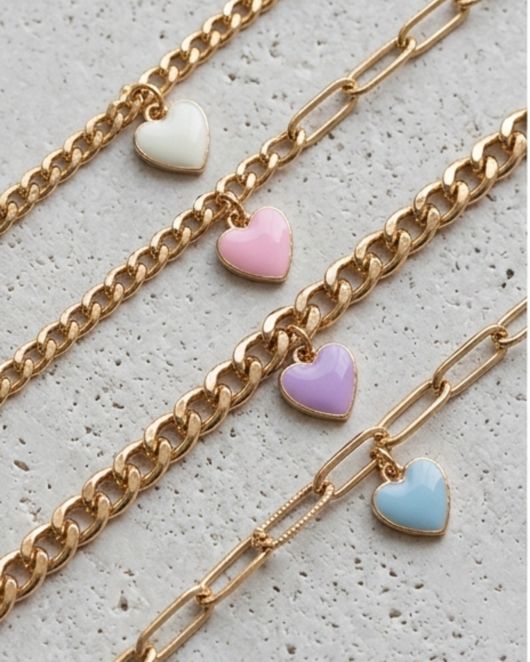 Tinted Hearts- Set of 4 Bracelets