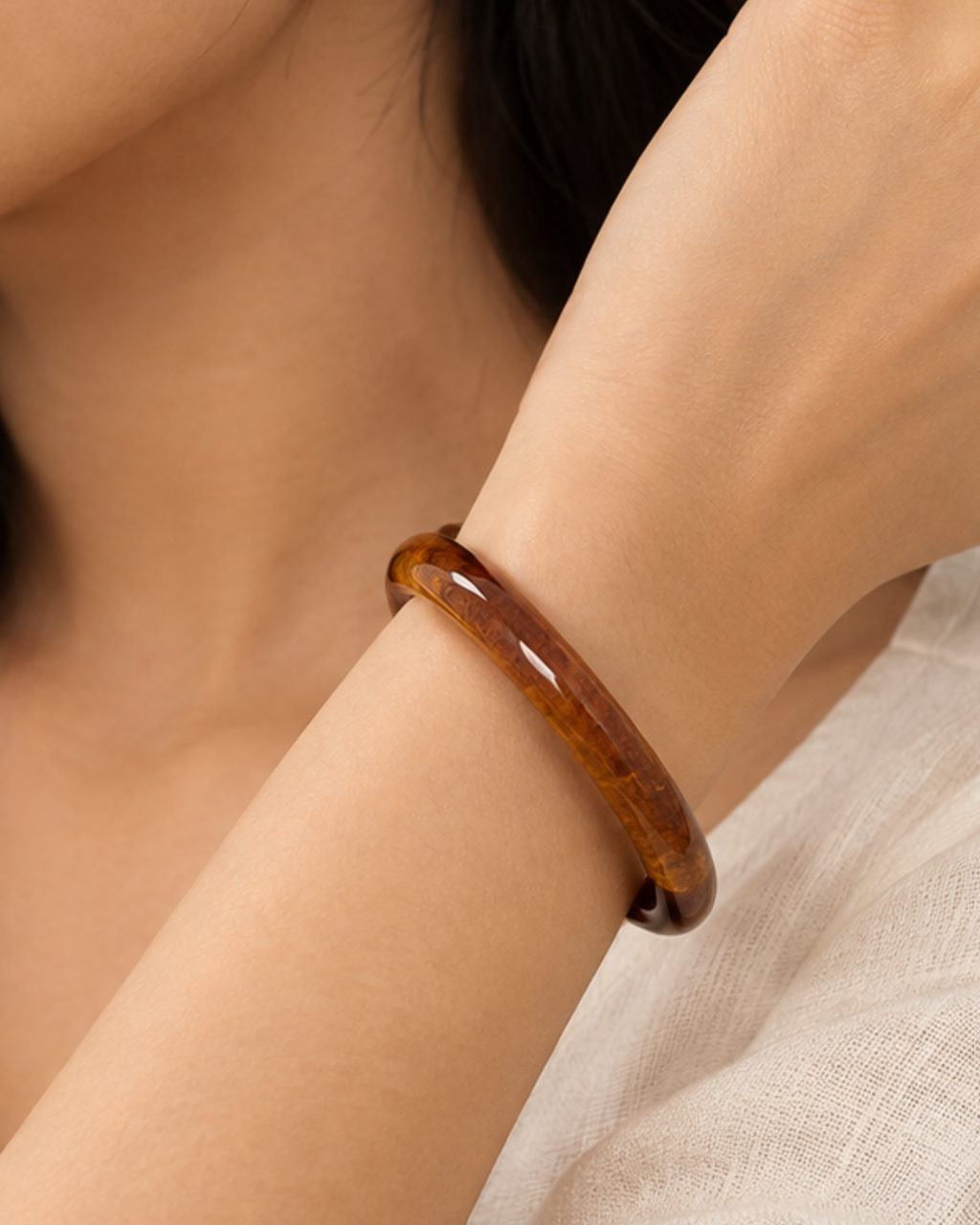 Classic Thin Acrylic Bangle- Brown