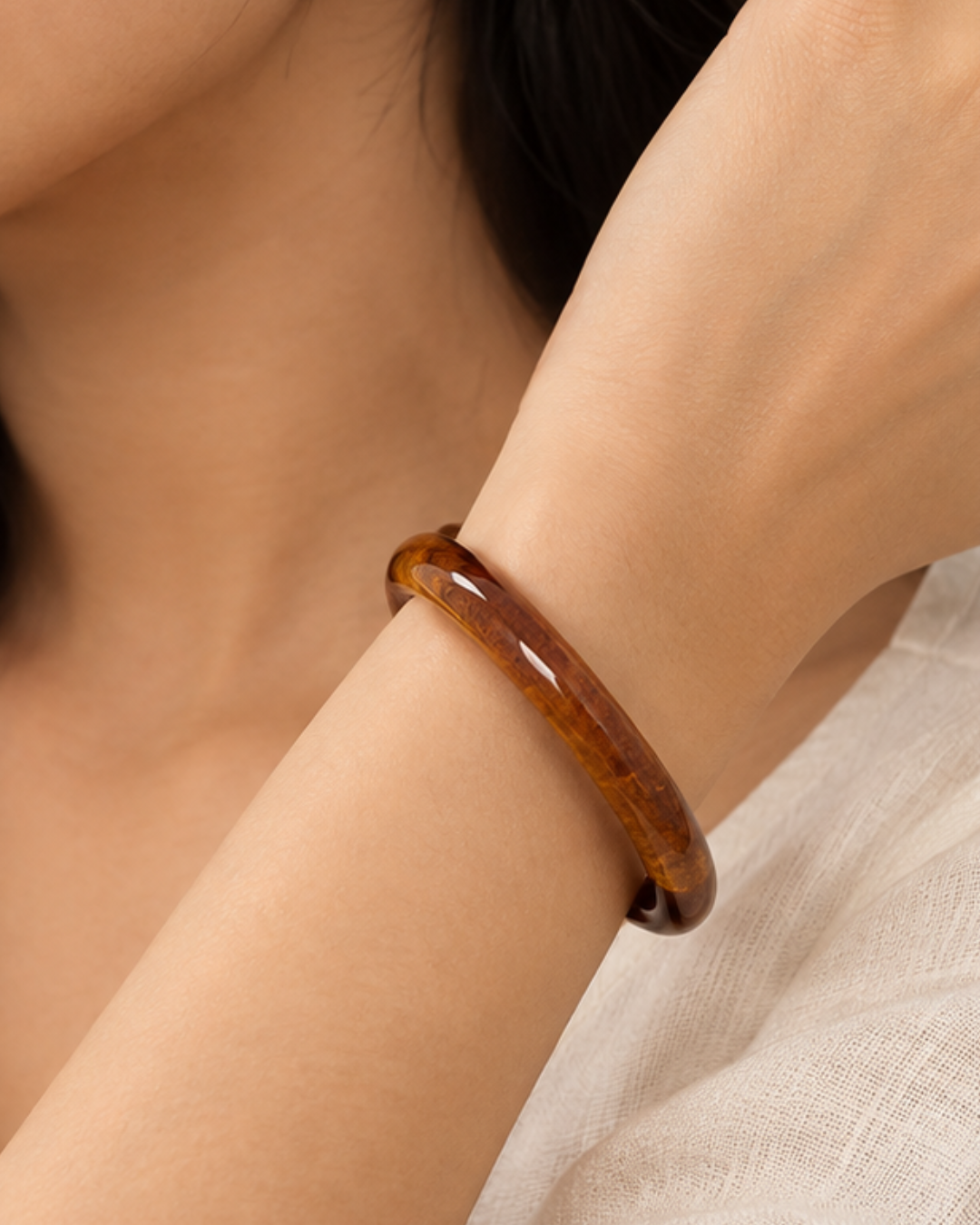 Classic Thin Acrylic Bangle- Brown