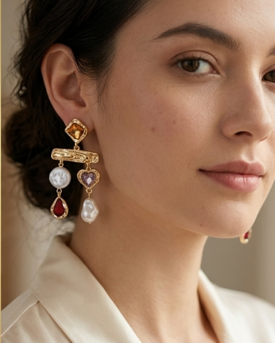 Golden Hour Geometric Drop Earrings