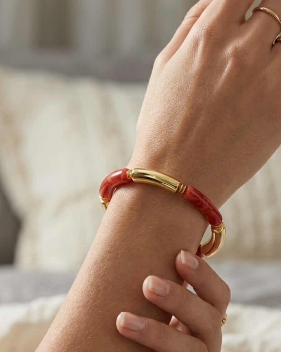 Thin Cherry Red Acrylic Bangle