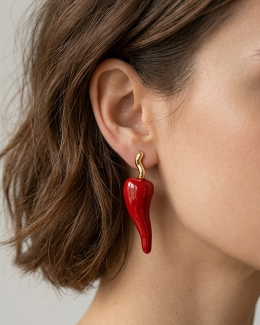 Hot Chillie Enamel Stud Earrings