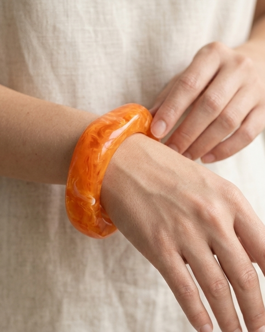 Orange Block Resin Bangle
