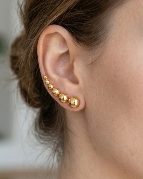 18K Gold Plated Solid Bead Earrings