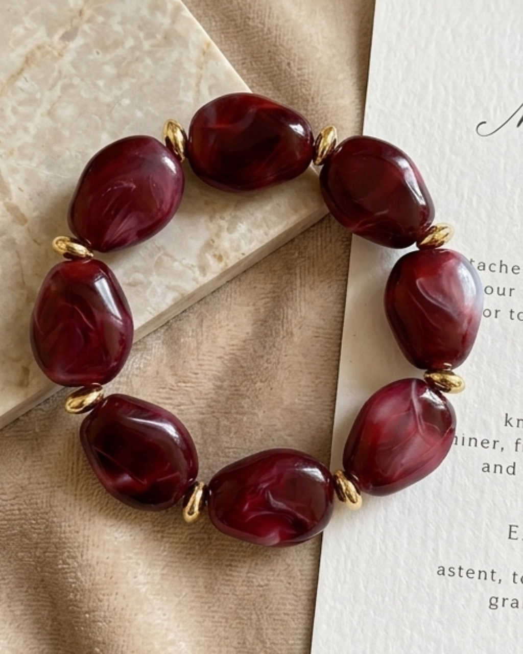 Acrylic European Bracelet- Cherry Red
