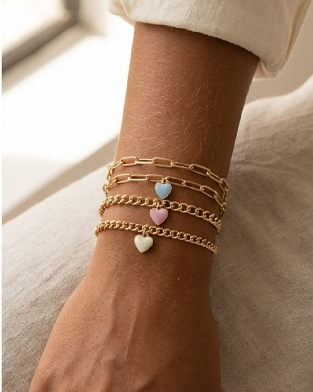 Tinted Hearts- Set of 4 Bracelets