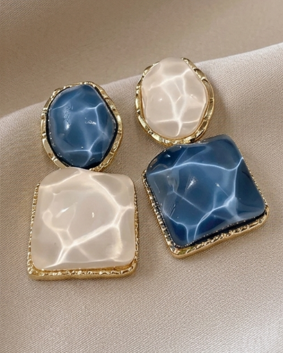 Aqua Geometric Earrings