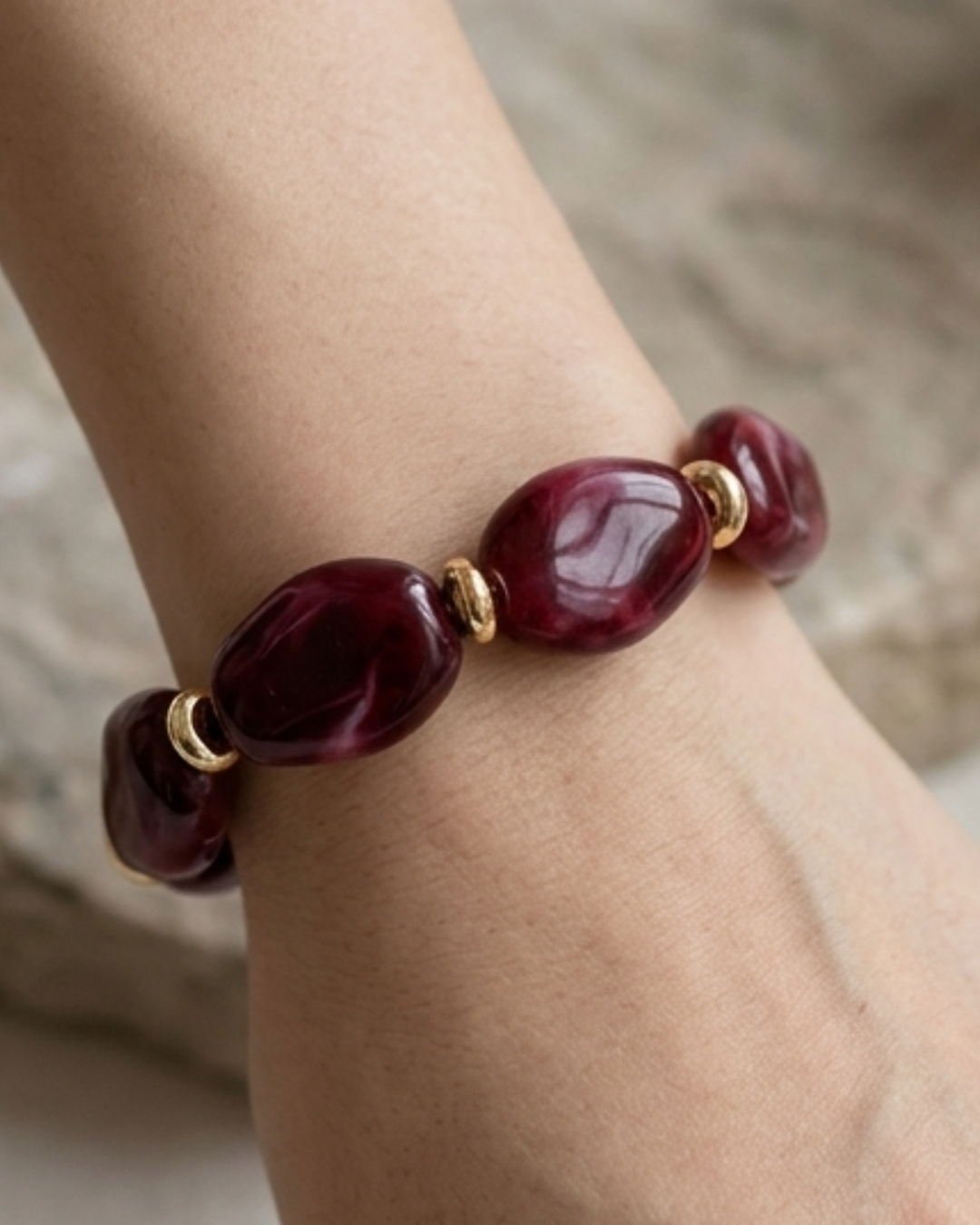 Acrylic European Bracelet- Cherry Red