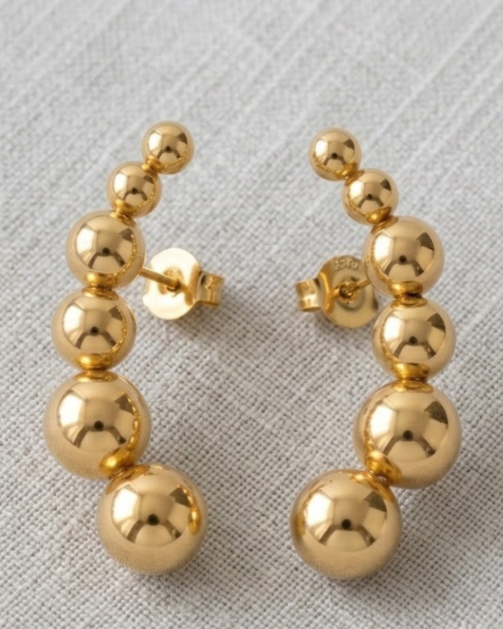 18K Gold Plated Solid Bead Earrings