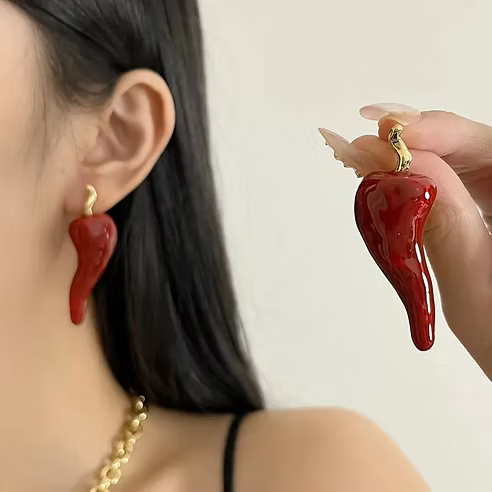 Hot Chillie Enamel Stud Earrings