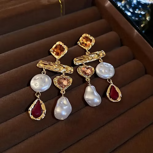 Golden Hour Geometric Drop Earrings
