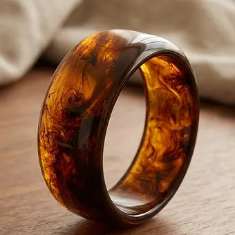 Sweet Honey- Wide Resin Bangle