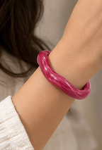 Asymmetrical Wavy Red Resin Bangle
