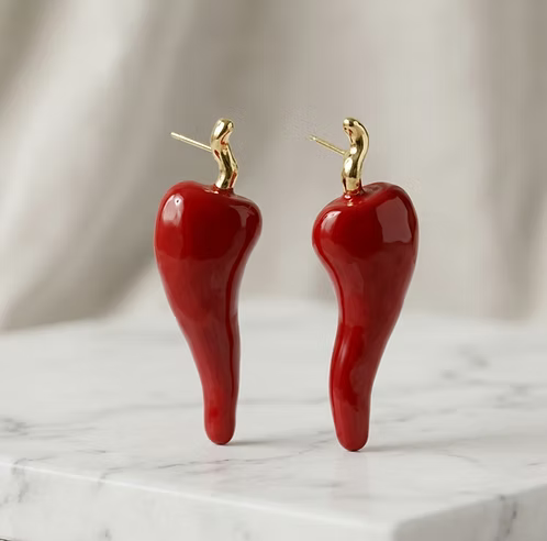 Hot Chillie Enamel Stud Earrings
