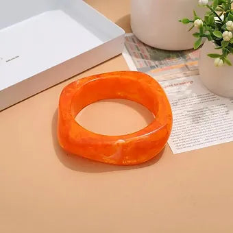 Orange Block Resin Bangle