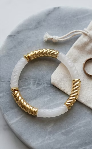 Thin Spiral Acrylic Bangle - White