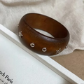 Statement Wooden Bangle - Coffee