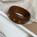 Statement Wooden Bangle - Coffee