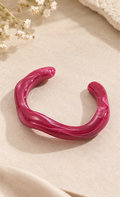 Asymmetrical Wavy Red Resin Bangle