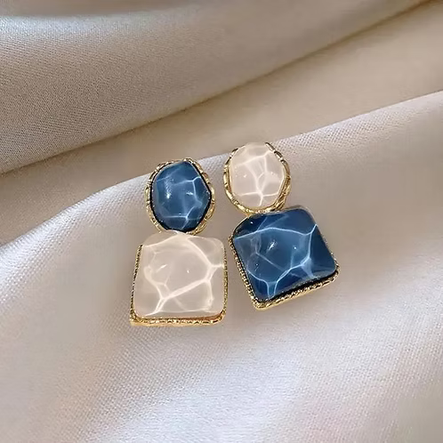 Aqua Geometric Earrings