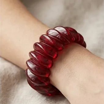 Acrylic Stretchable Bangle- Cherry Red