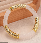 Thin Spiral Acrylic Bangle - White