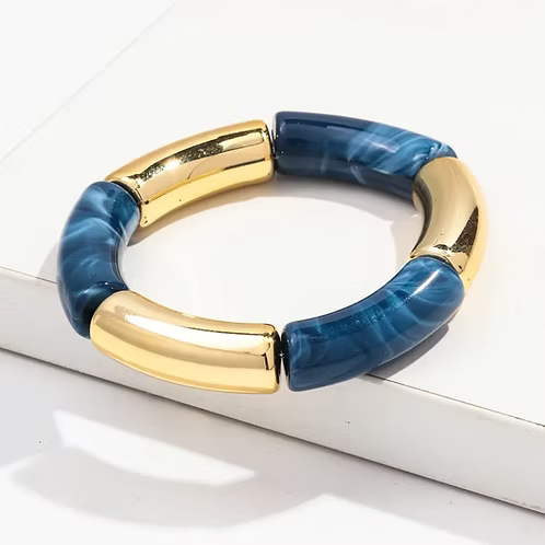 Thick Blue Gold Acrylic Bangle