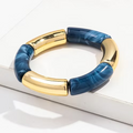Thick Blue Gold Acrylic Bangle