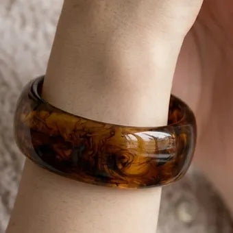 Sweet Honey- Wide Resin Bangle