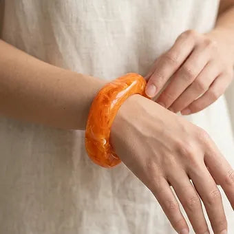 Orange Block Resin Bangle