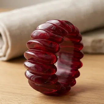 Acrylic Stretchable Bangle- Cherry Red
