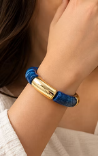 Thick Blue Gold Acrylic Bangle