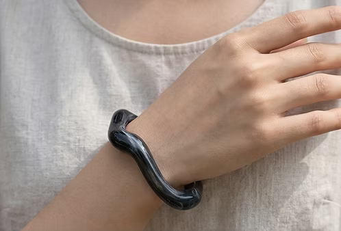 Asymmetrical Wavy Grey Resin Bangle