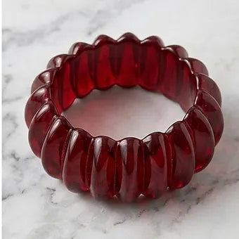 Acrylic Stretchable Bangle- Cherry Red