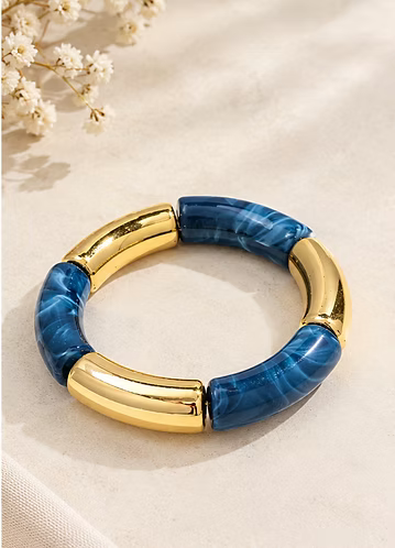 Thick Blue Gold Acrylic Bangle