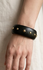 Statement Wooden Bangle - Black