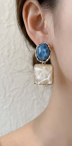 Aqua Geometric Earrings